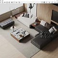 Modern sofa coffee table combination 3d model