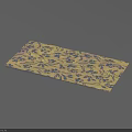 Yellow Rectangular Decorative Item With Blue Floral Pattern On Blue Background 3d model