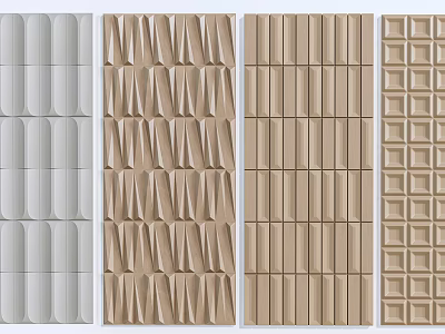 Wall Panels Featuring Various Textured Patterns in Neutral Beige and Brown Shades 3d model