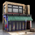 Rural Self Built Two Story House With Colorful Facade Green Awning Windows And Wooden Barrel