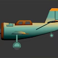 Blue And Orange Vintage Passenger Airplane Biplane Toy Model With Propeller