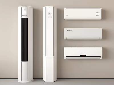 Modern White Air Conditioners and Fans with Tower and Wall Mounted Designs for Home Cooling 3d model