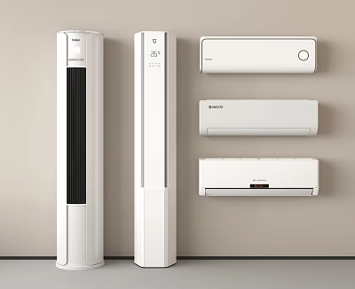 Modern White Air Conditioners and Fans with Tower and Wall Mounted Designs for Home Cooling 3d model