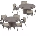 Modern Round Dining Table Set With Comfortable Chairs For Dining Room 3d model