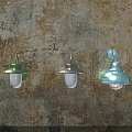 Three Stylish Wall Lamps Mounted On Textured Wall With Warm Illumination