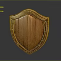 Classic Solid Wooden Shield With Ornate Metal Rivets And Polished Surface