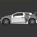 Silver Sporty Car With Sleek Body Rear Spoiler And Black Wheels