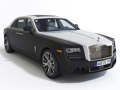 Rolls Royce Luxury Car Featuring Two Tone Black White Exterior Spirit Of Ecstasy Ornament 3d model