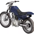 Blue Vintage Motorcycle With Worn Body Black Seat And Spoked Wheels