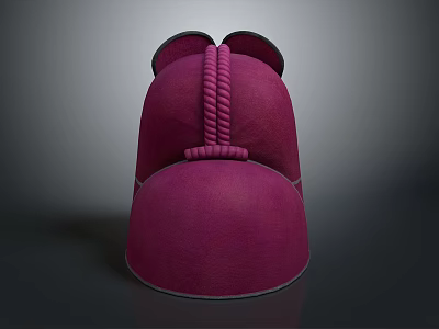 Purple Hat Shaped Sculpture With Symmetric Ear Like Structures And Spiral Decoration 3d model