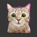 Adorable Cat Face Design on Soft Pink Decorative Pillow for Home Decor