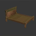 Wooden Bed Frame With Slatted Base On Reflective Dark Surface