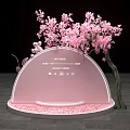 Pink Cherry Blossom Tree With Semicircular Installation And Scattered Petals 3d model