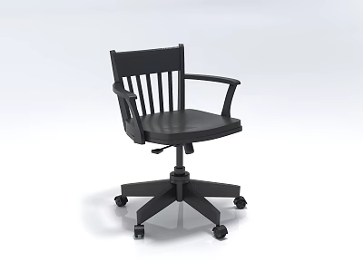 Black Office Chair With Armrests Swivel Base And Rolling Wheels Modern Design 3d model