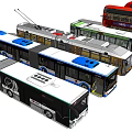 Various Modern Bus Models Including Trams Double Decker With Colorful Exteriors 3d model