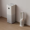 Minimalist Room Corner With White Air Purifier And Bladeless Fan