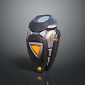 Futuristic Sci Fi Weapon With Black Gray Orange Metallic Geometric Design And Triangular Accents