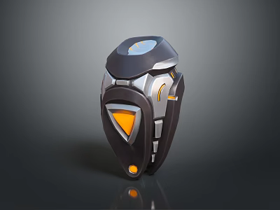 Futuristic Sci Fi Weapon With Black Gray Orange Metallic Geometric Design And Triangular Accents 3d model
