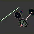 Professional Barbell Components with Barbell Bar Weight Plates and Collars 3d model