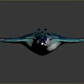 Blue and Black Ray with Streamlined Design and Intricate Patterns on Dark Background