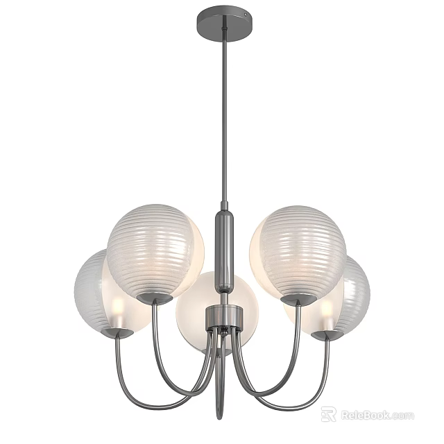 Modern Multiple Glass Globe Chandelier With Metal Frame And Soft Lighting 3d model 