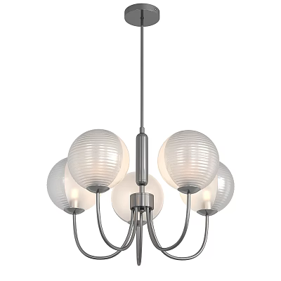 Modern Multiple Glass Globe Chandelier With Metal Frame And Soft Lighting 3d model