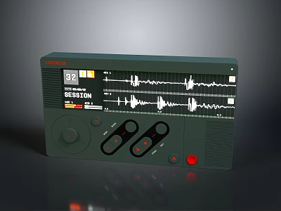 Green Computer Device Featuring Selection Interface Waveform Display And Control Buttons 3d model