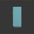 Turquoise Vintage Refrigerator With Stickers On Door And Illuminated Standalone Base
