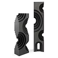 Modern Concrete Decorative Ornament Set With Geometric Hollow Circular Curved Patterns