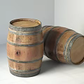 Wooden Storage Barrels For Home Use Standing And Lying With Metal Hoops