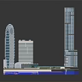 Cartoon City Scene With Tall Buildings Roads Plaza And Water Pool