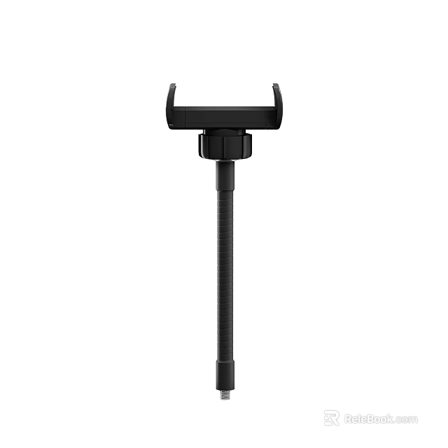 Black Adjustable Phone Holder With Clamp Design And Extendable Pole 3d model