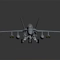 Detailed Gray Military Fighter Jet Model With Cockpit And Underwing Missiles