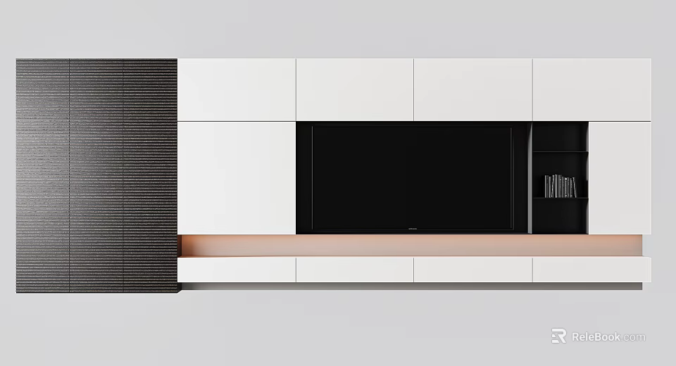 Modern TV Wall Unit With Mixed Color Cabinets 3d model