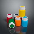 Small Colorful Plastic Bottles With White Caps In Various Colors For Daily Use