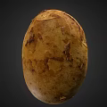 Single Whole Fresh Organic Potato With Natural Brown Skin And Texture On Dark Background