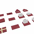 Red Envelopes And Letter Papers Decorative Ornament Set With Open Closed Designs And Ribbon Accents