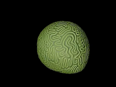 Green Brain like Texture Sphere Shaped Aquatic Animal in Underwater Marine Environment 3d model