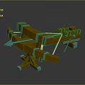Intricate Medieval Weapon With Brown Wooden Frame And Blue Metallic Support Legs