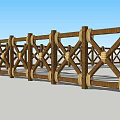 Garden Ornament Wooden Railing With Cross Pattern And Decorative Connectors