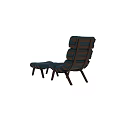 Modern Blue Lounge Chair With Padded Ottoman And Wooden Frame Comfortable Design