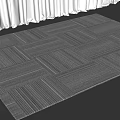 Square Carpet With Gray Geometric Pattern In Modern Interior With Small Stool 3d model
