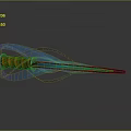 Fantasy Dagger with Orange Wrapped Grip and Blue Dynamic Light Trails on Reflective Surface