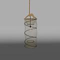 Modern Spiral Metal Mesh Chandelier With Woven Top Decoration And Light Bulb