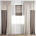 Beige And Brown Curtains With Sheer Curtains Roller Blinds White Window Frame