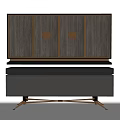 Modern TV Cabinet Featuring Wooden Panels Metal Frame And Drawer Storage
