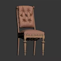 Wooden Chair With Pink Tufted Fabric Backrest And Slender Legs