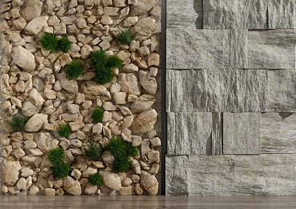 Modern background wall Natural stone background wall 3d model