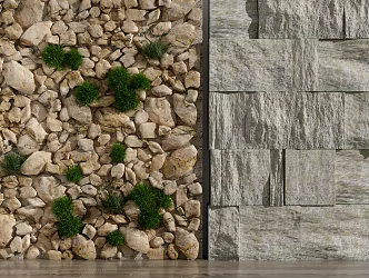 Modern background wall Natural stone background wall 3d model