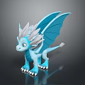 Game Movie Character Blue Baby Dragon With White Spiky Mane Blue Wings Sharp Claws